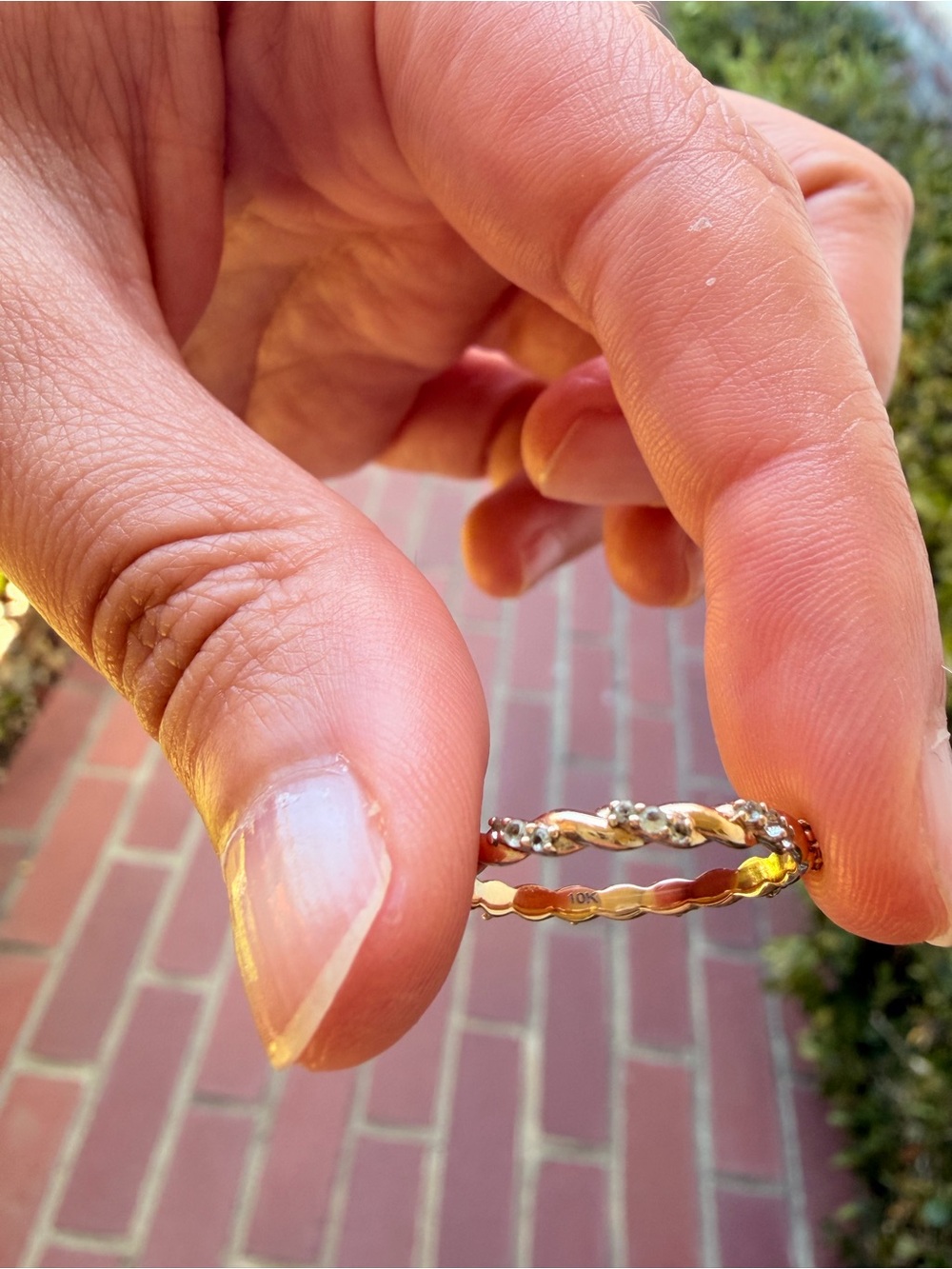 Solid Gold 10K, Twisted Ring with Aquamarine and Morganite gems